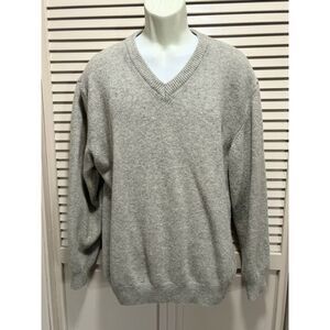 Cambridge Classics Gray‎ Pullover Sweater V Neck Size XL Wool/Nylon Ribbed Hem